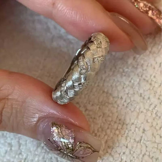 Minimal Braided Twist Ring in Brushed Copper