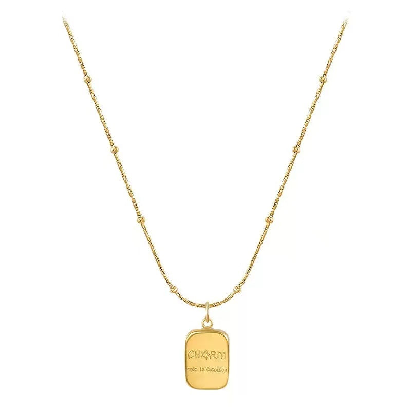 Minimal Titanium Steel Letter Pendant Necklace for Women
