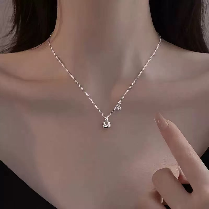Silver-Plated Chunk Pendant Necklace for Women
