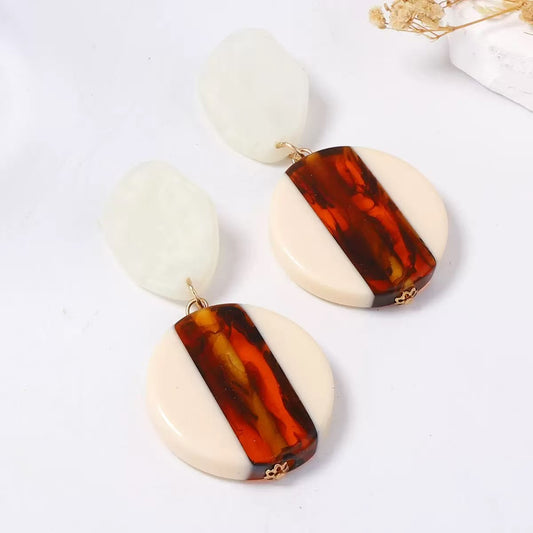 Minimal Geometric Resin Hoop Earrings with Transparent Color Detail