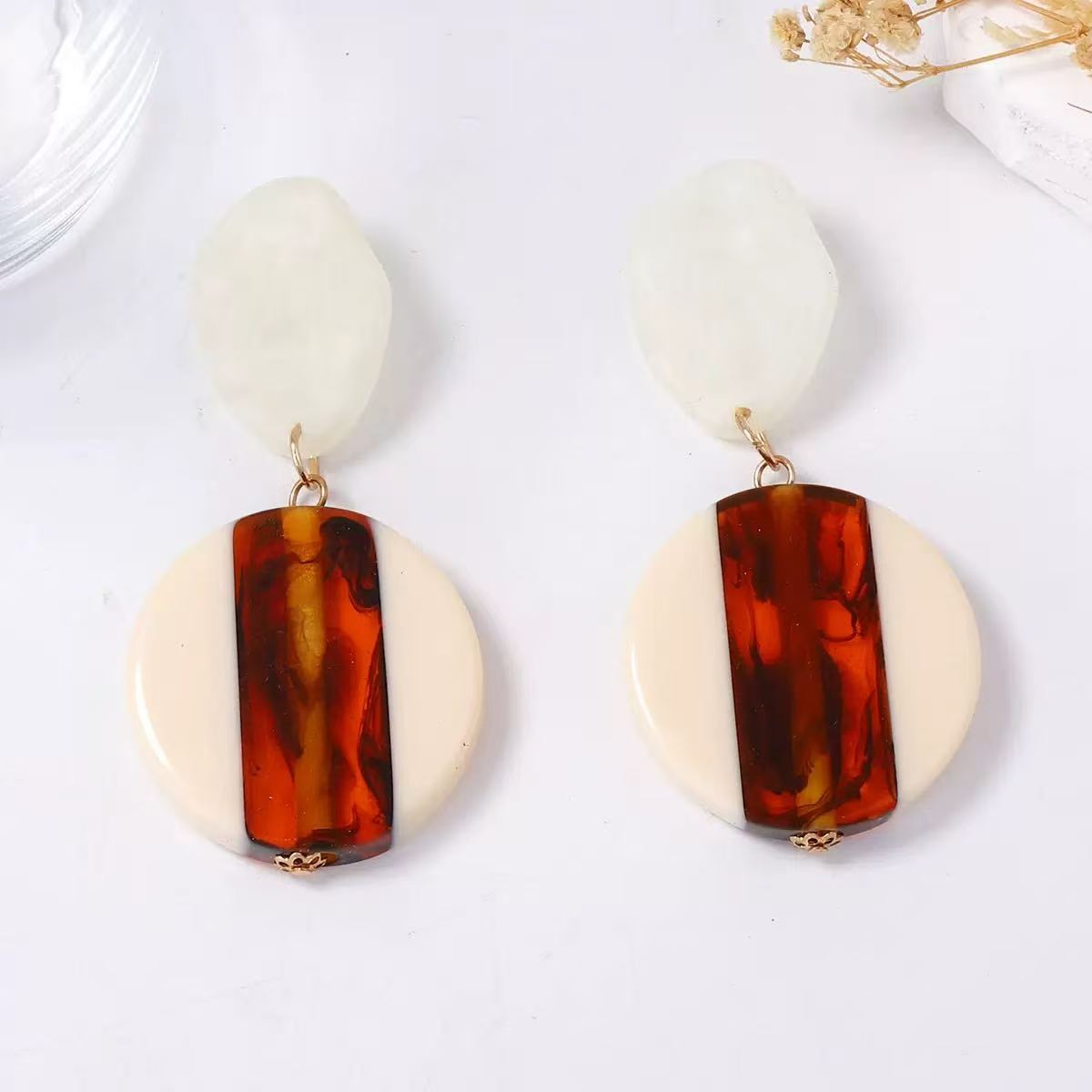 Minimal Geometric Resin Hoop Earrings with Transparent Color Detail