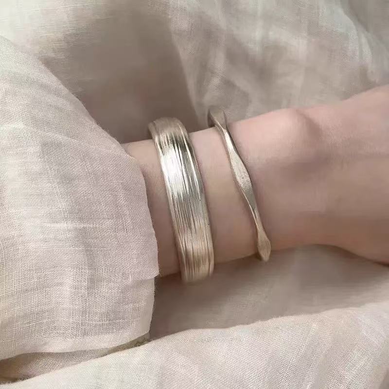 Silver Layered Ring Bracelet in Copper Alloy
