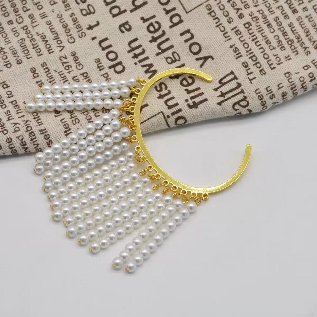 Pearl Tassel Open Cuff Bracelet in Alloy