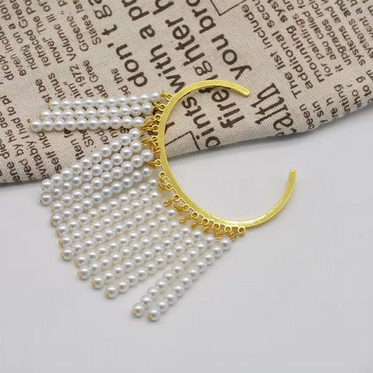 Pearl Tassel Open Cuff Bracelet in Alloy