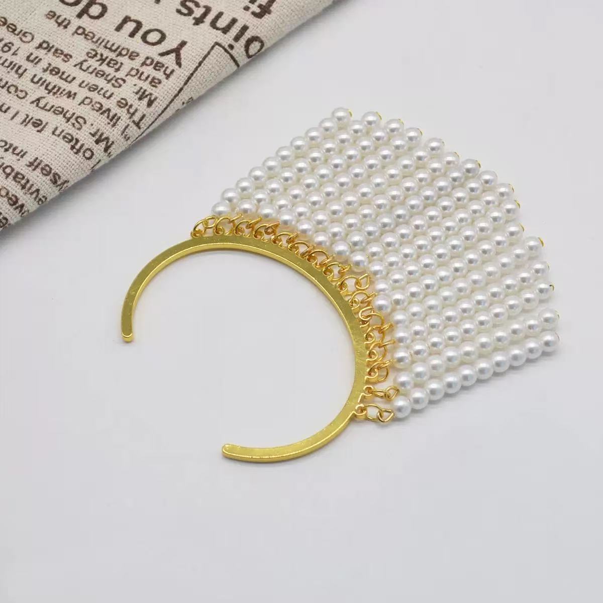 Pearl Tassel Open Cuff Bracelet in Alloy