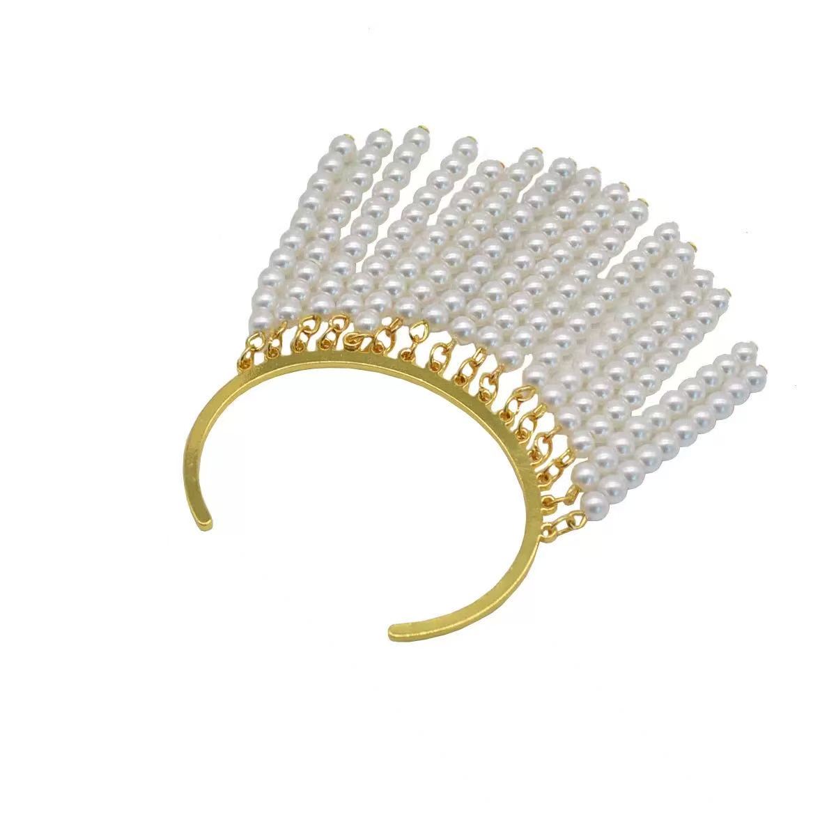 Pearl Tassel Open Cuff Bracelet in Alloy