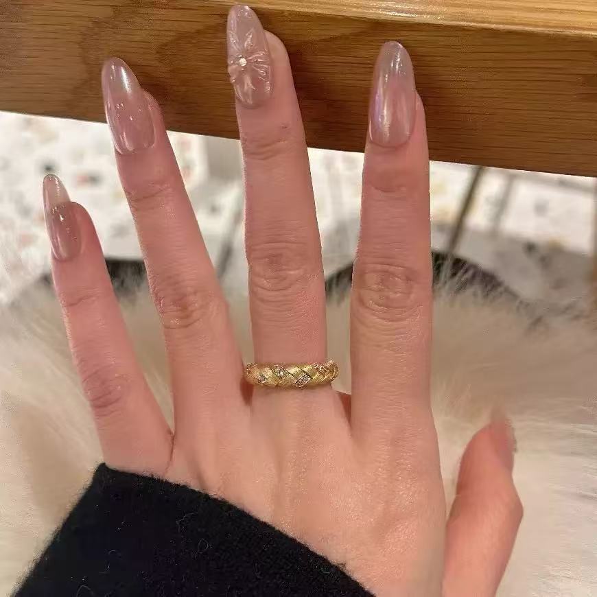 Minimal Braided Twist Ring in Brushed Copper