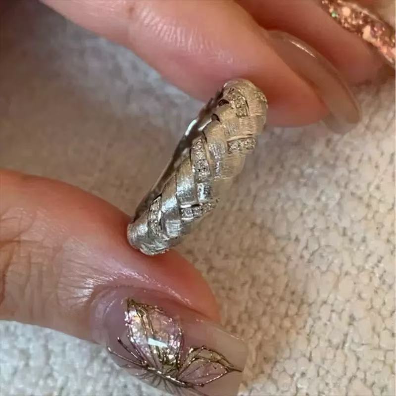 Minimal Braided Twist Ring in Brushed Copper