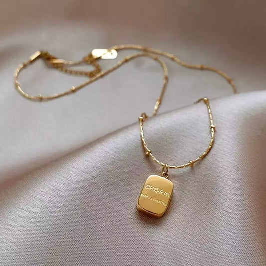 Minimal Titanium Steel Letter Pendant Necklace for Women