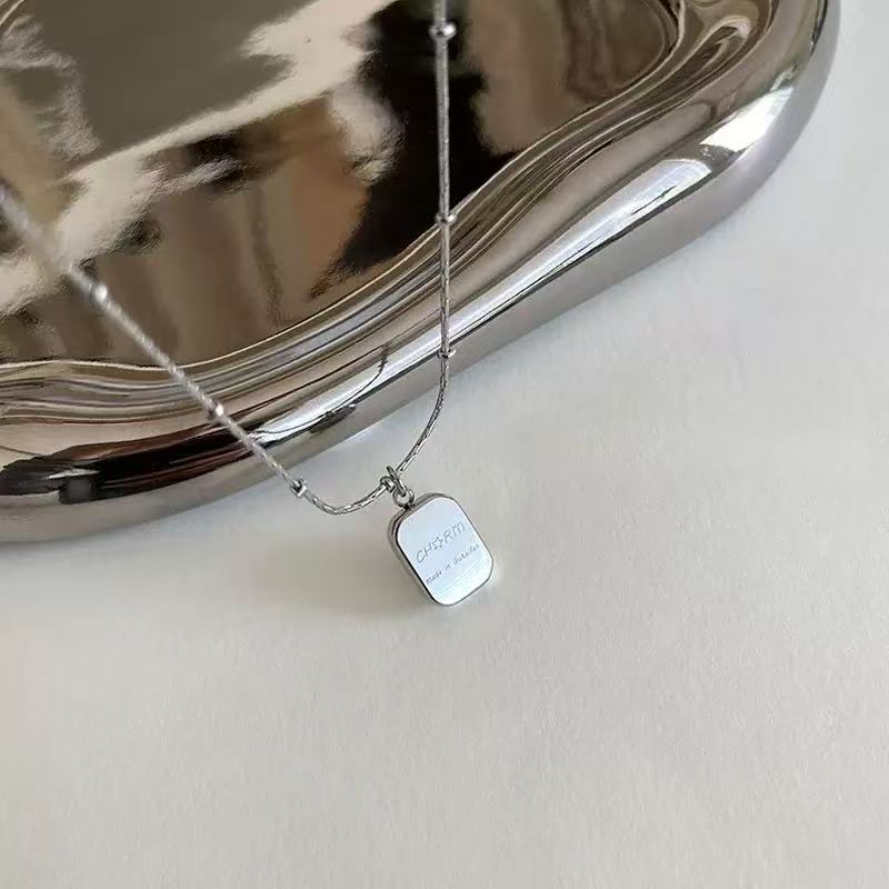 Minimal Titanium Steel Letter Pendant Necklace for Women