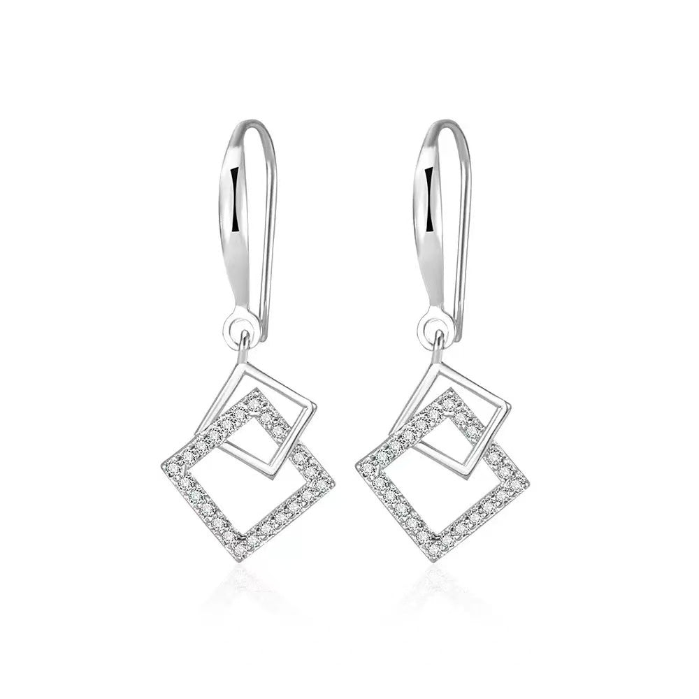 Openwork Diamond Shape Earrings in Mixed Materials
