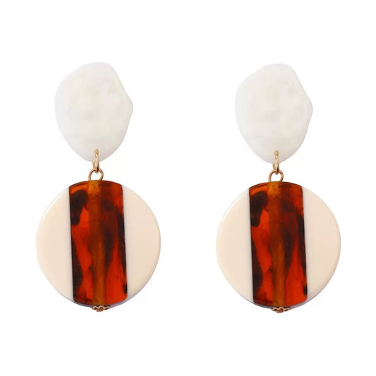 Minimal Geometric Resin Hoop Earrings with Transparent Color Detail