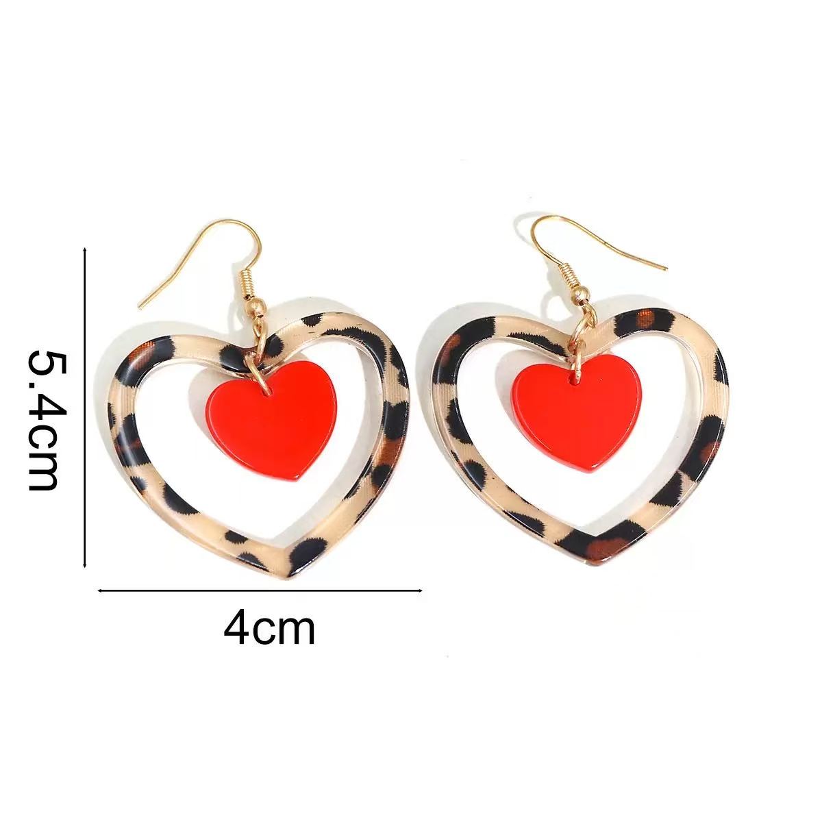 Red Hollow Heart Earrings in Acrylic with Stainless Steel Post