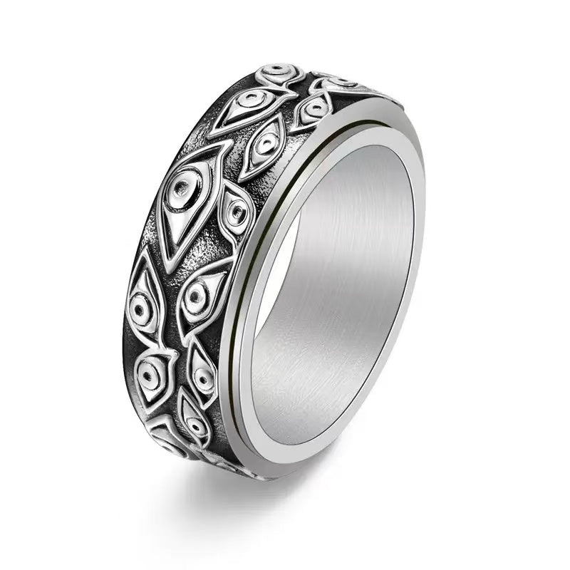 Rotating Eye Design Ring in Titanium Steel
