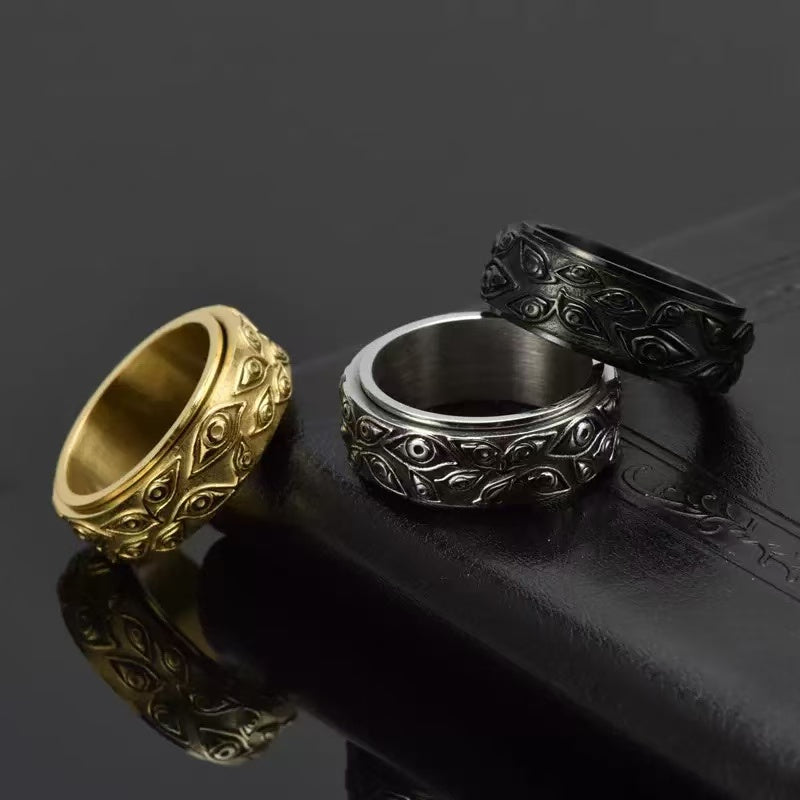 Rotating Eye Design Ring in Titanium Steel