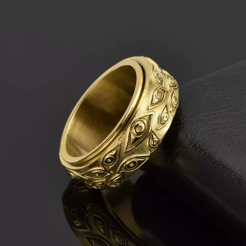 Rotating Eye Design Ring in Titanium Steel