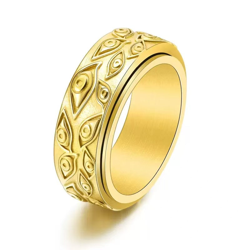 Rotating Eye Design Ring in Titanium Steel