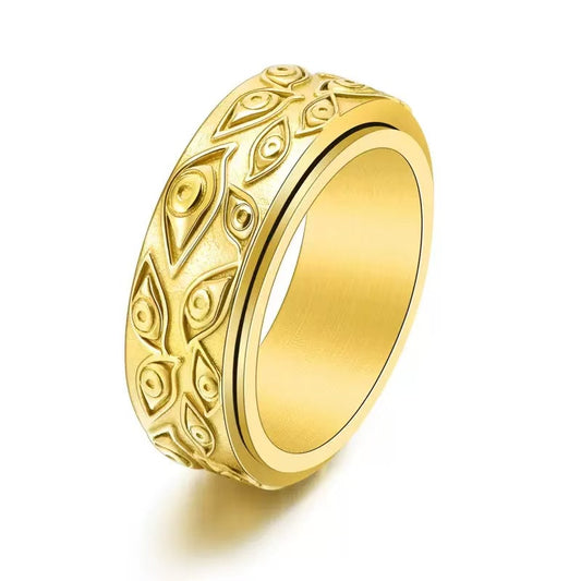 Rotating Eye Design Ring in Titanium Steel