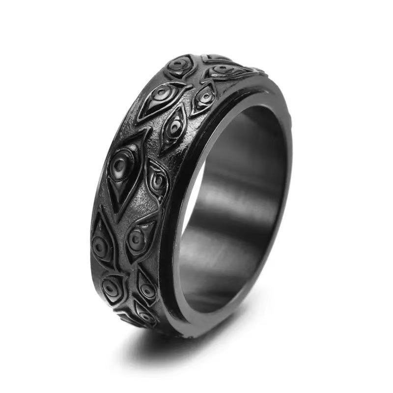 Rotating Eye Design Ring in Titanium Steel